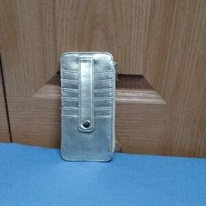 Metallic Gold Card Holder With ID Window And Coin Pocket